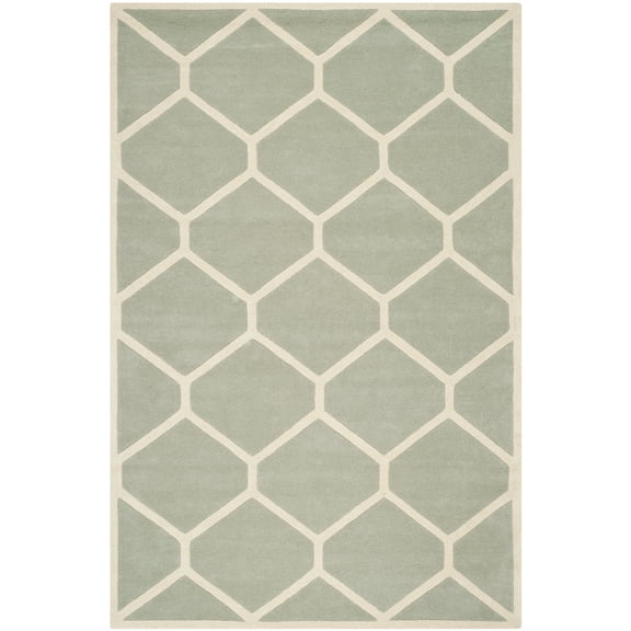 SAFAVIEH Chatham Greg Geometric Wool Area Rug, Gray/Ivory, 8'9" x 12'