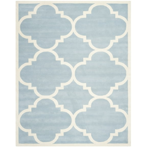 SAFAVIEH Chatham Hayden Geometric Quatrefoil Wool Area Rug, Blue/Ivory, 2' x 3'