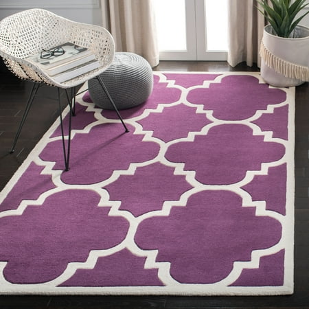 SAFAVIEH Chatham Hayden Geometric Wool Area Rug, Purple/Ivory, 2' x 3'