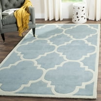 SAFAVIEH Chatham Hayden Geometric Wool Area Rug, Blue/Ivory, 5' x 8'