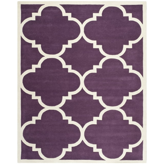 SAFAVIEH Chatham Hayden Geometric Wool Area Rug, Purple/Ivory, 5' x 8'