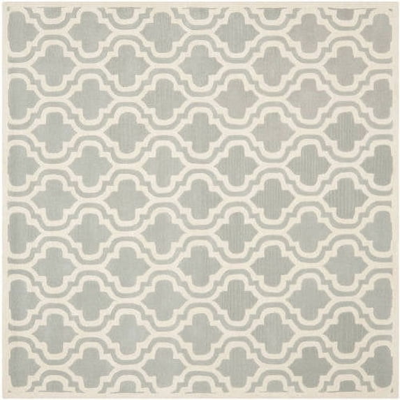 SAFAVIEH Chatham Henry Geometric Quatrefoil Wool Area Rug, Grey/Ivory, 10' x 14'