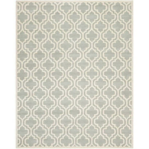 SAFAVIEH Chatham Henry Geometric Quatrefoil Wool Area Rug, Grey/Ivory, 3' x 5'