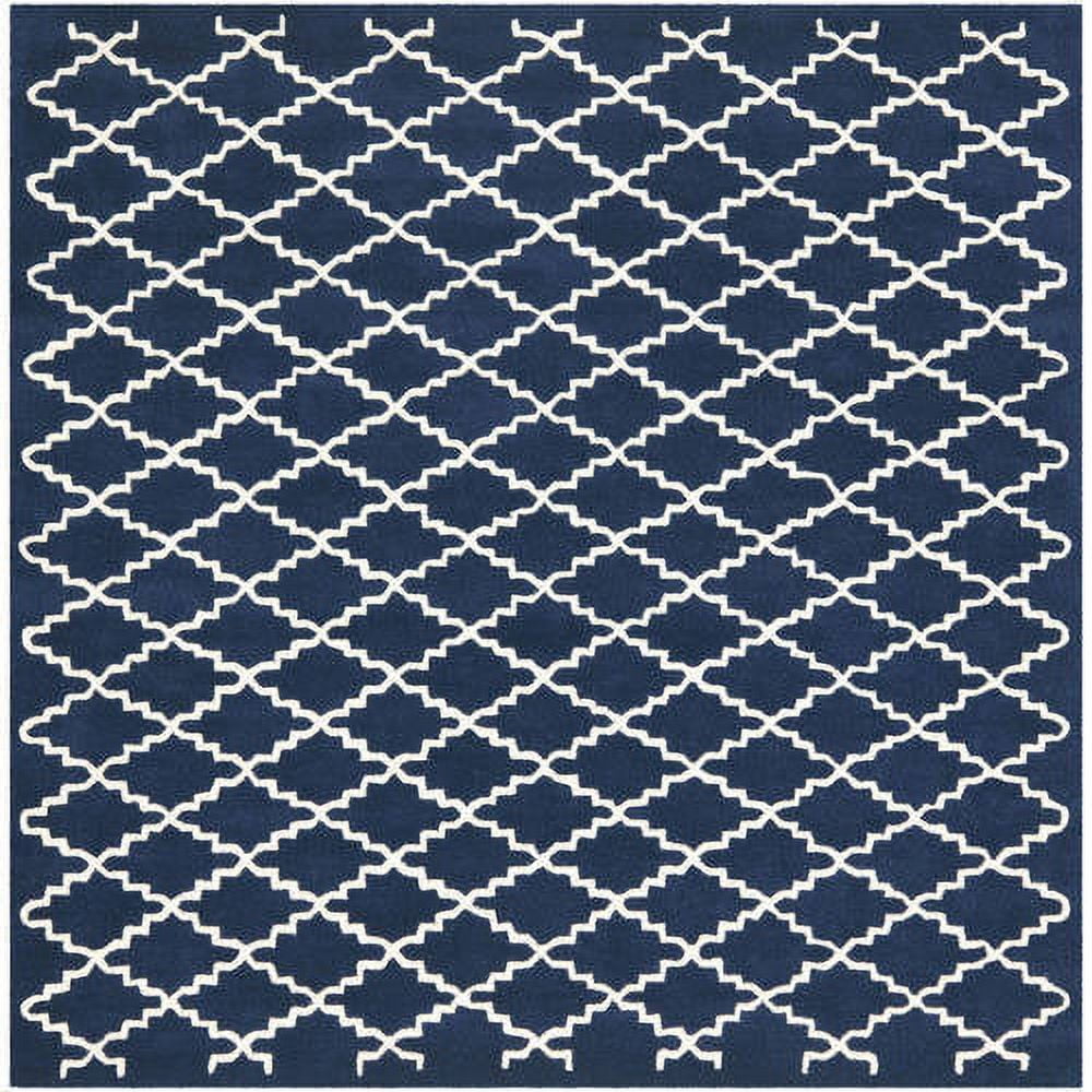 Handmade Dark Blue/Ivory Wool Tufted 4' x 6' Rug