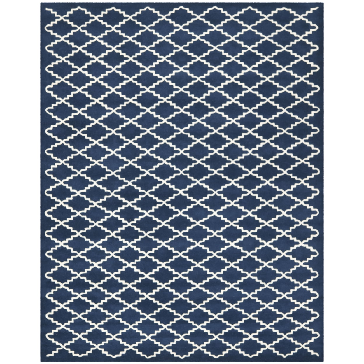 Handmade Dark Blue/Ivory Wool Tufted 4' x 6' Rug