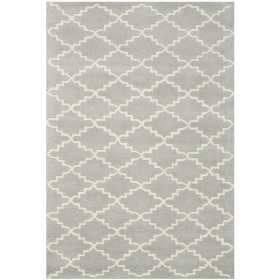 SAFAVIEH Chatham Howard Geometric Wool Area Rug, Light Blue/Ivory, 3' x 5'