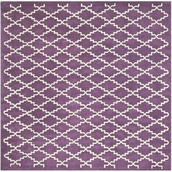 SAFAVIEH Chatham Howard Geometric Wool Area Rug, Purple/Ivory, 7' x 7' Square