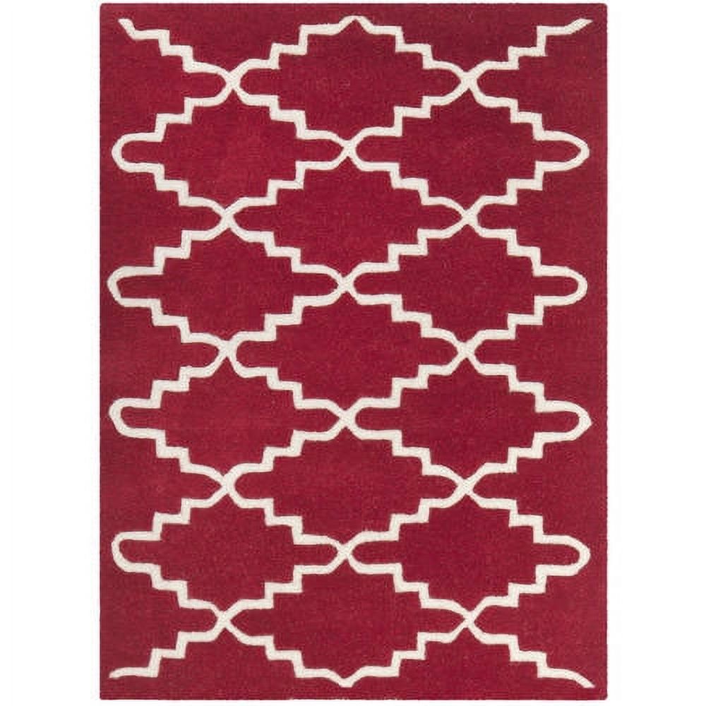 SAFAVIEH Chatham Howard Geometric Wool Area Rug, Red/Ivory, 2' x 3'