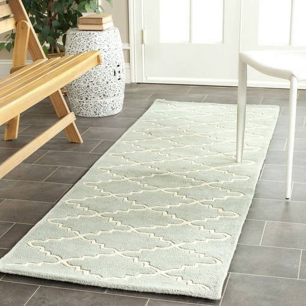 Gray Hand-Tufted Wool Geometric Runner Rug 2'3" x 5'