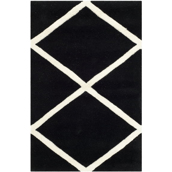 SAFAVIEH Chatham Isaac Geometric Wool Area Rug, Black/Ivory, 2' x 3'