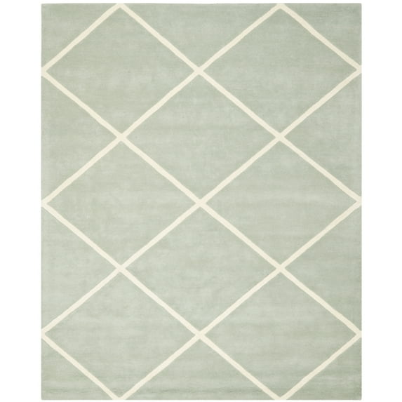 SAFAVIEH Chatham Isaac Geometric Diamonds Wool Area Rug, Grey/Ivory, 6' x 9'