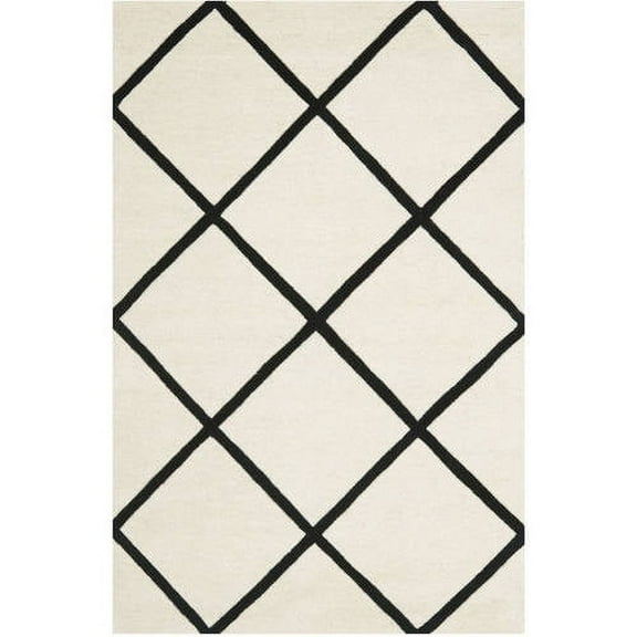SAFAVIEH Chatham Isaac Geometric Diamonds Wool Area Rug, Ivory/Black, 8' x 10'
