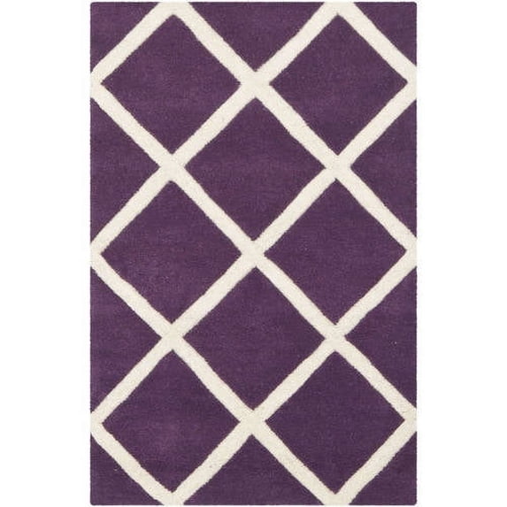 SAFAVIEH Chatham Isaac Geometric Diamonds Wool Area Rug, Purple/Ivory, 2' x 3'