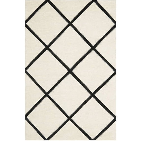 SAFAVIEH Chatham Isaac Geometric Wool Area Rug, Ivory/Black, 7' x 7' Square