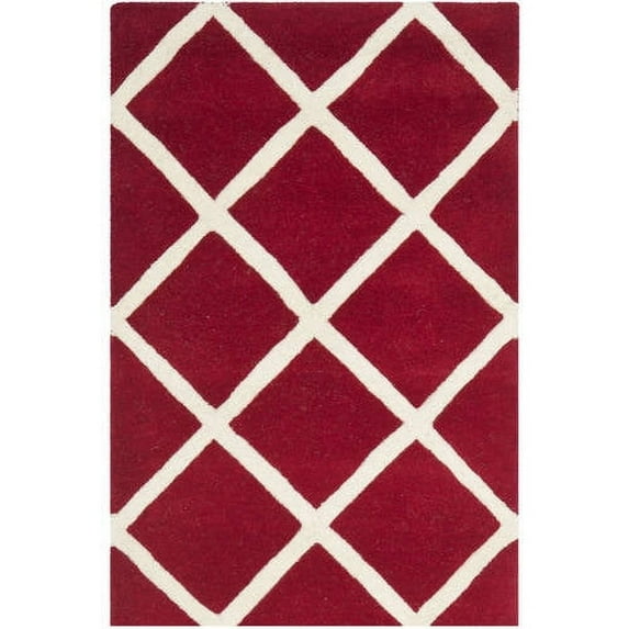 SAFAVIEH Chatham Isaac Geometric Wool Area Rug, Red/Ivory, 2' x 3'