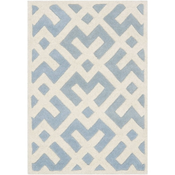 SAFAVIEH Chatham Jackson Geometric Wool Area Rug, Blue/Ivory, 2' x 3'