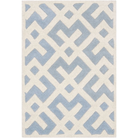 SAFAVIEH Chatham Jackson Geometric Wool Area Rug, Blue/Ivory, 2' x 3'