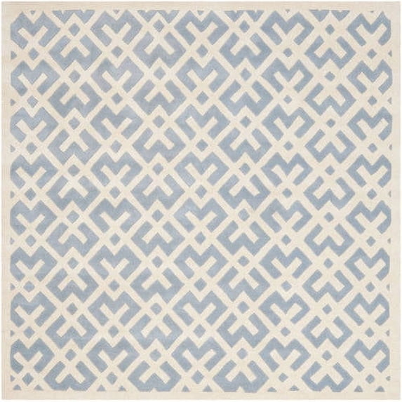 SAFAVIEH Chatham Jackson Geometric Wool Area Rug, Blue/Ivory, 7' x 7' Square