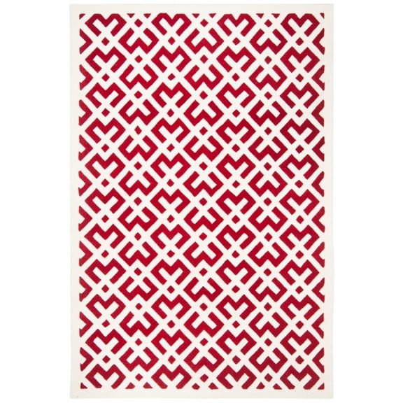 SAFAVIEH Chatham Jackson Geometric Wool Area Rug, Red/Ivory, 2' x 3'