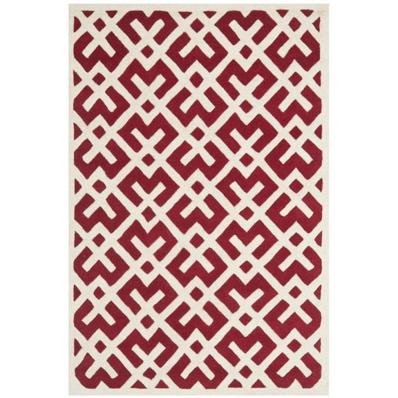 SAFAVIEH Chatham Jackson Geometric Wool Area Rug, Red/Ivory, 4' x 6'