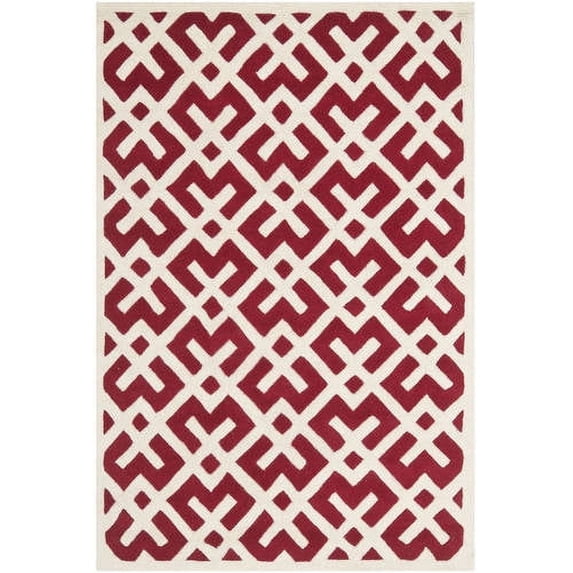 SAFAVIEH Chatham Jackson Geometric Wool Area Rug, Red/Ivory, 6' x 9'