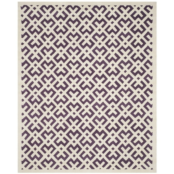 SAFAVIEH Chatham Jackson Geometric Wool Runner Rug, Purple/Ivory, 2'3" x 7'