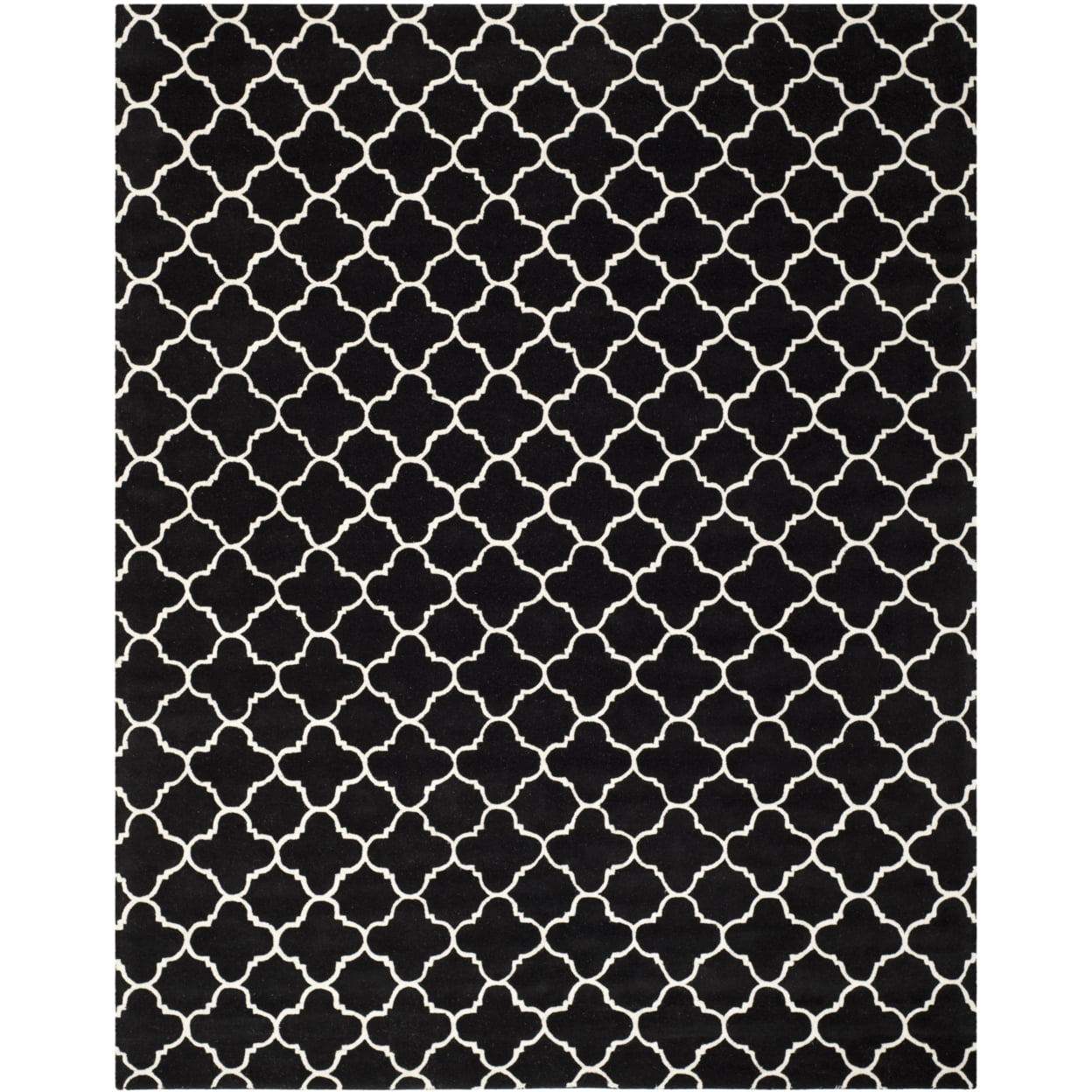 Handmade Black and Ivory Wool Geometric Area Rug 2' x 3'