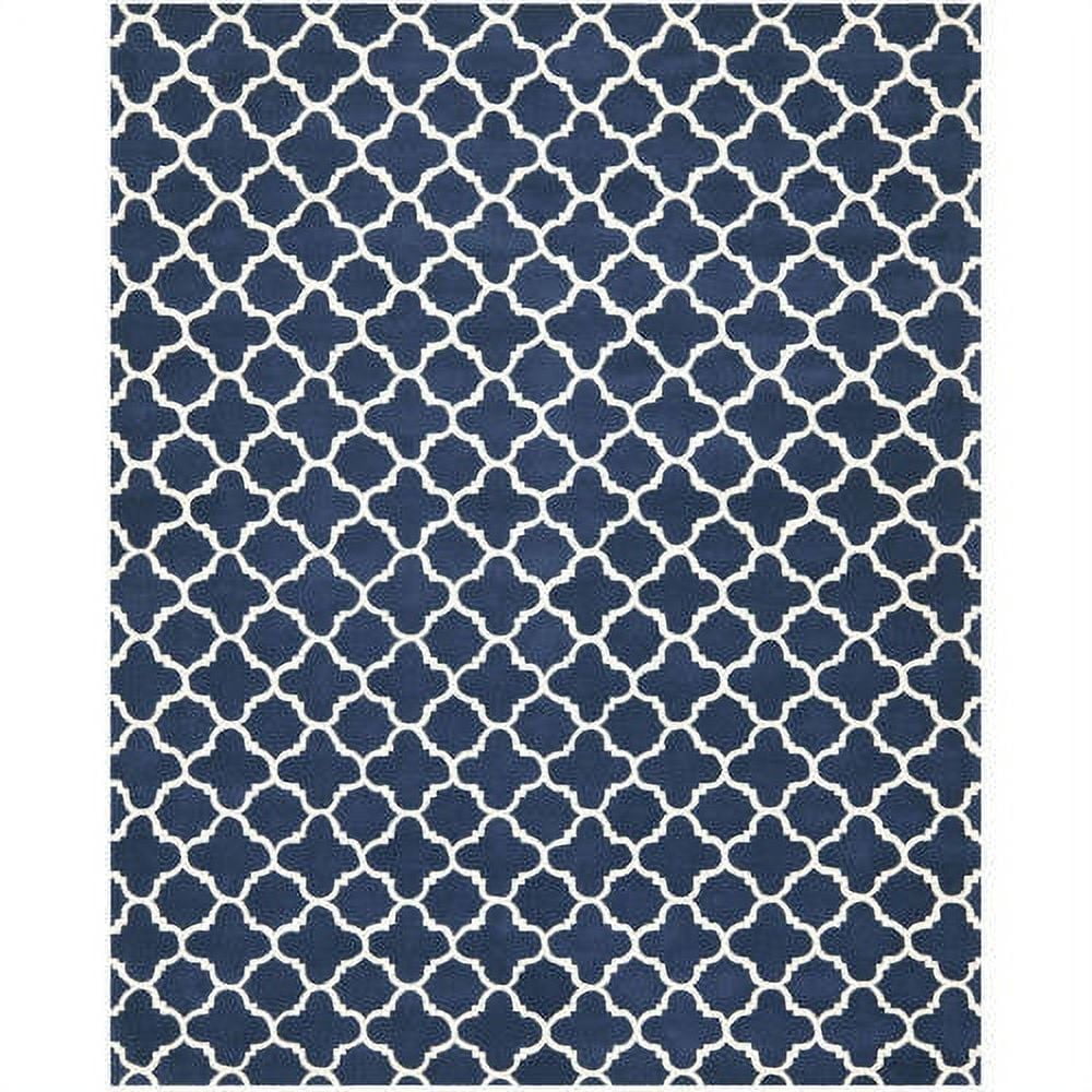 Hand-Tufted Wool Rectangular Rug in Blue/Ivory - 68x22
