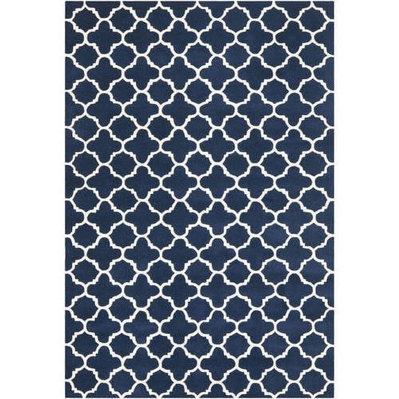 SAFAVIEH Chatham Jacob Geometric Quatrefoil Wool Area Rug, Dark Blue/Ivory, 2' x 3'