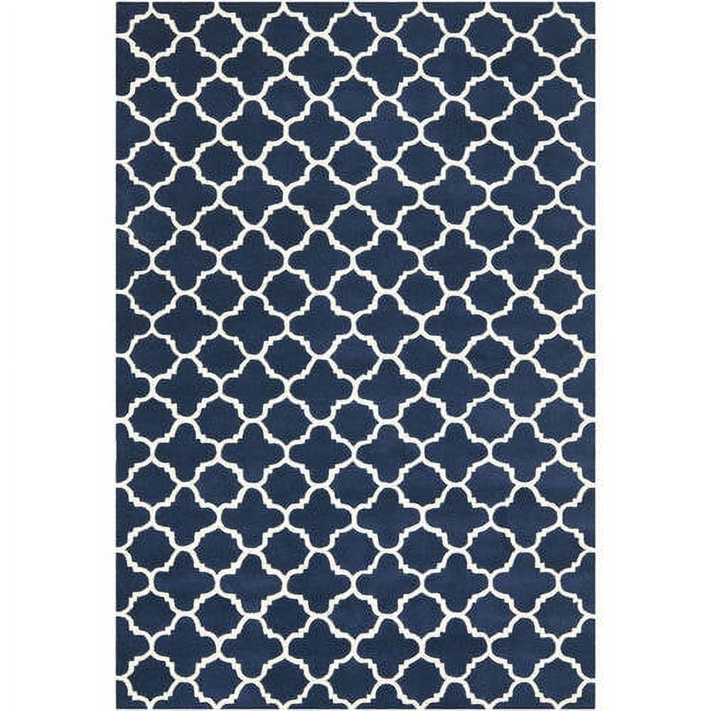 Handmade Blue Ivory Wool Tufted 4' x 6' Rug