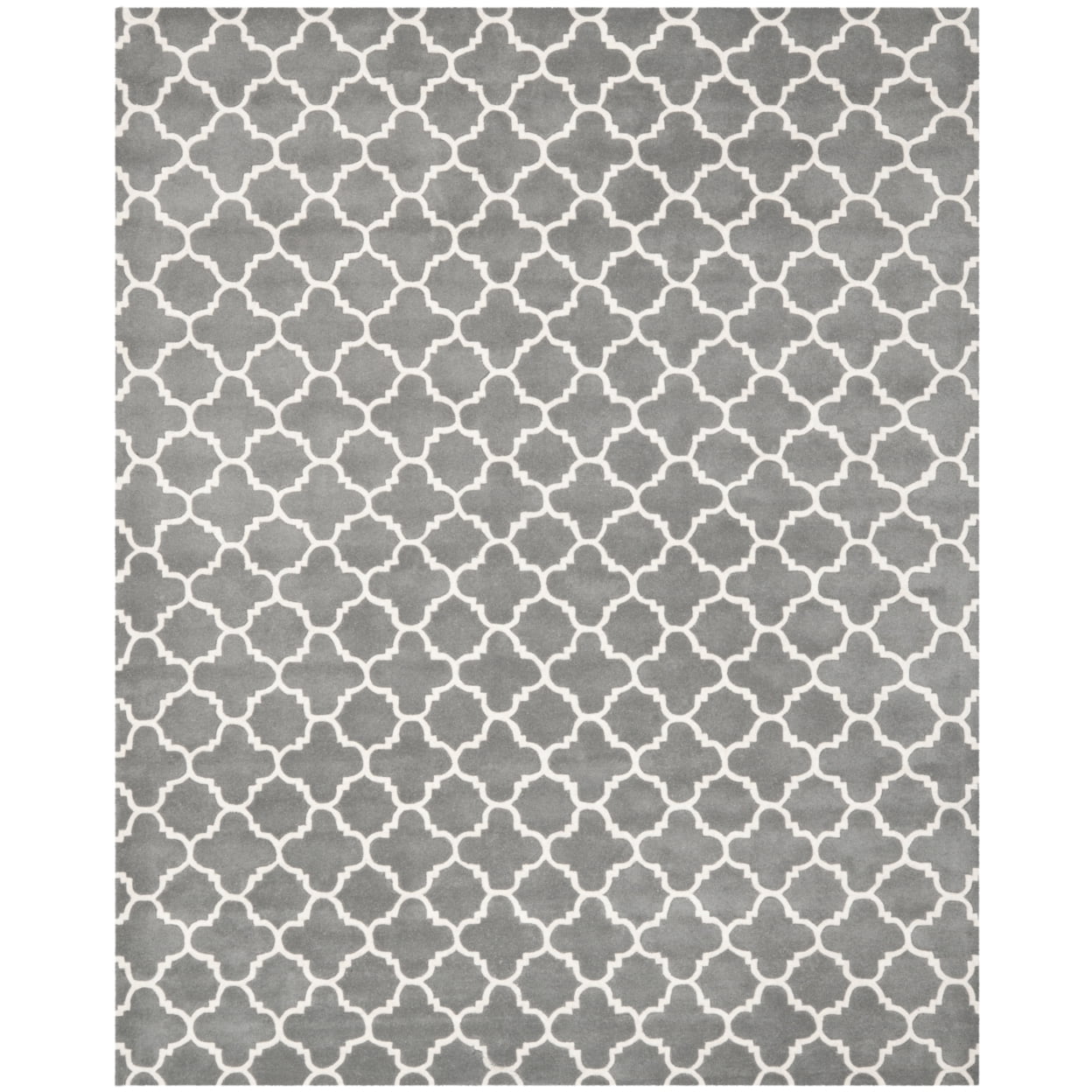 Dark Grey and Ivory Hand-Tufted Wool 4' x 6' Area Rug