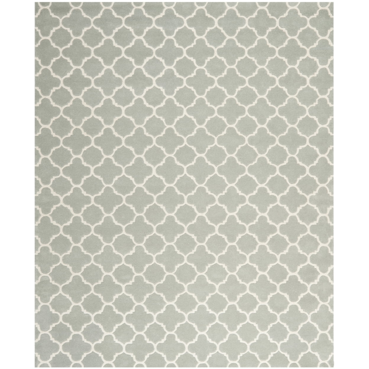 SAFAVIEH Chatham Jacob Geometric Quatrefoil Wool Area Rug, Grey/Ivory, 3' x 5'