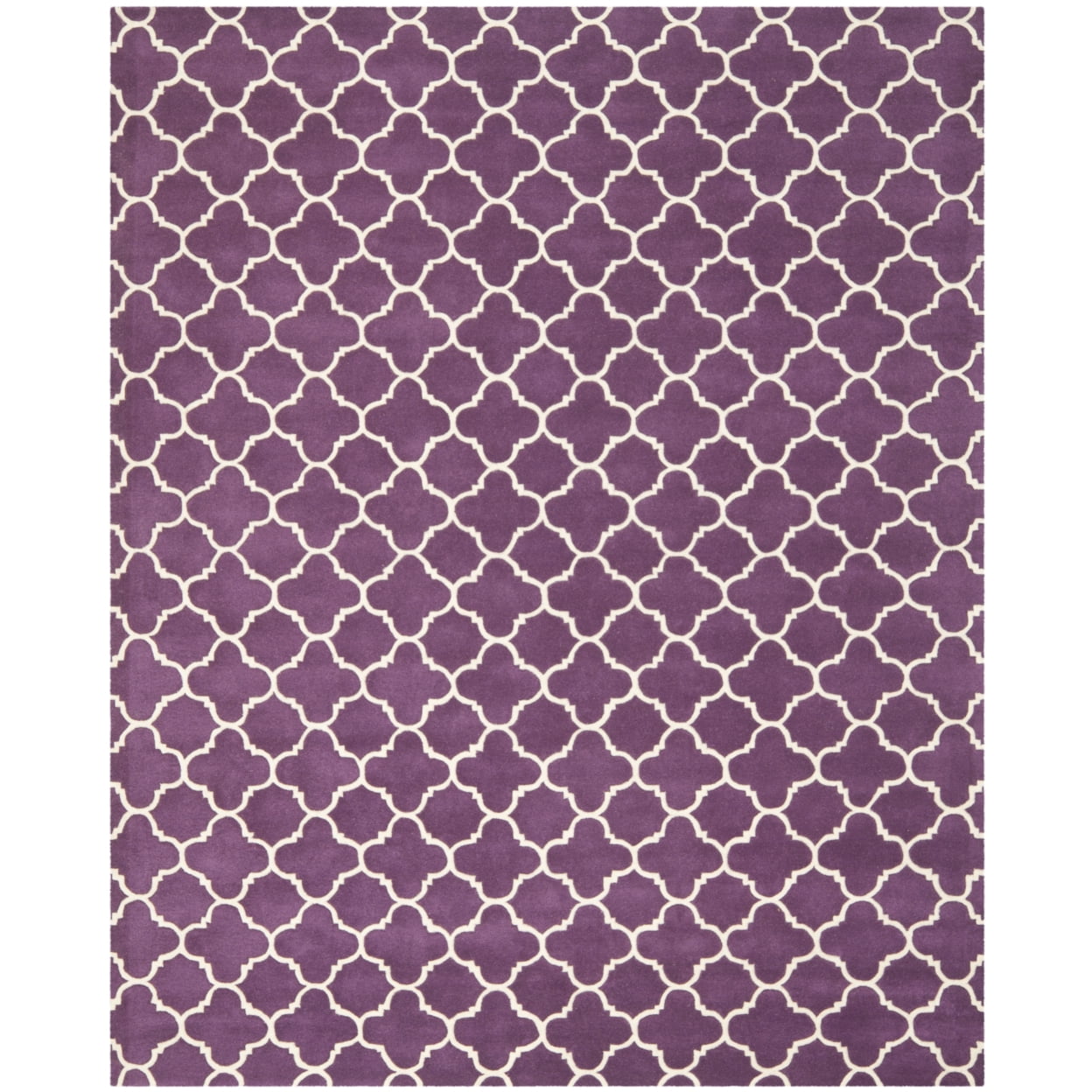 SAFAVIEH Chatham Jacob Geometric Quatrefoil Wool Area Rug, Purple/Ivory, 4' x 6'