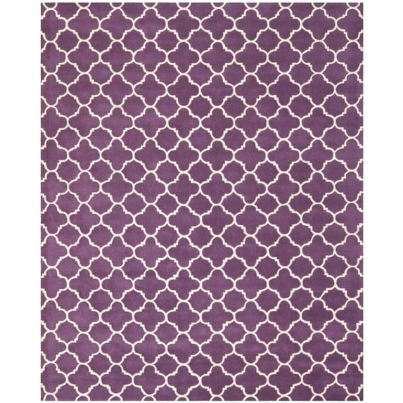 SAFAVIEH Chatham Jacob Geometric Quatrefoil Wool Area Rug, Purple/Ivory, 4' x 6'