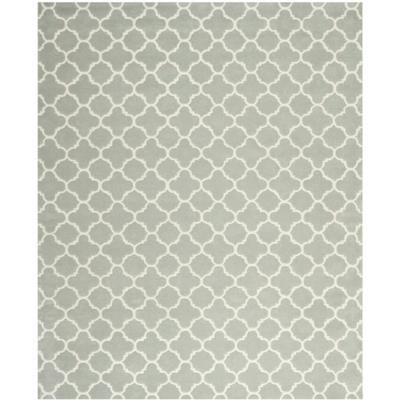 SAFAVIEH Chatham Jacob Geometric Quatrefoil Wool Runner Rug, Grey/Ivory, 2'3" x 9'