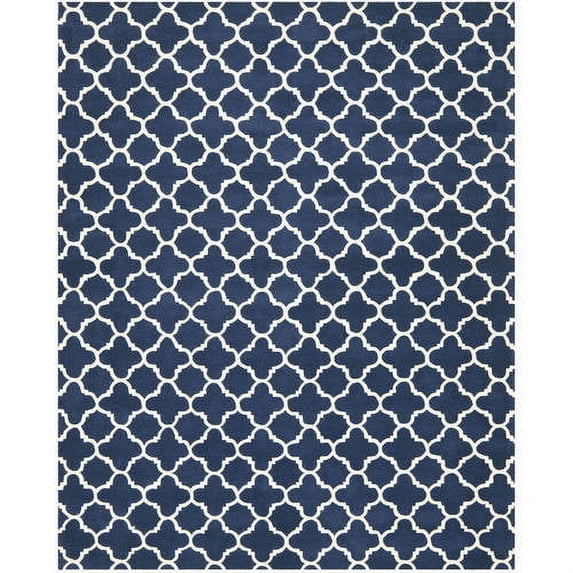 SAFAVIEH Chatham Jacob Geometric Wool Area Rug, Dark Blue/Ivory, 7'6" x 9'6"
