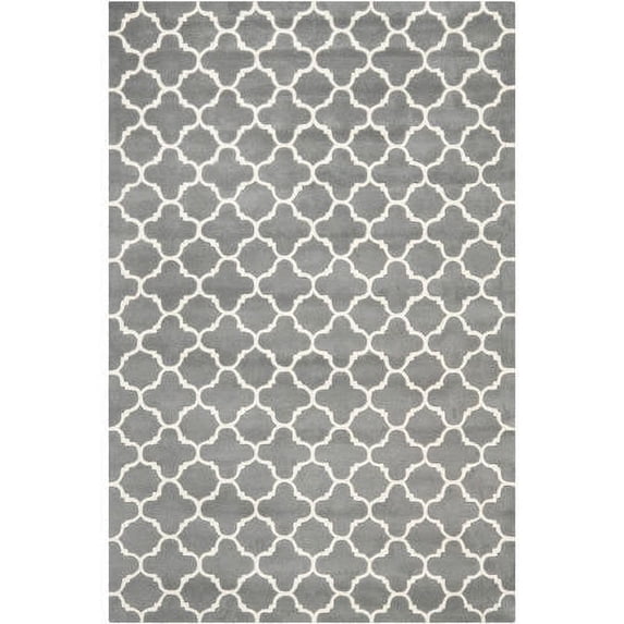 SAFAVIEH Chatham Jacob Geometric Wool Area Rug, Dark Grey/Ivory, 7' x 7' Square