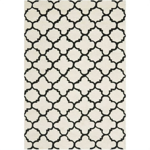 SAFAVIEH Chatham Jacob Geometric Wool Area Rug, Ivory/Black, 5' x 8'