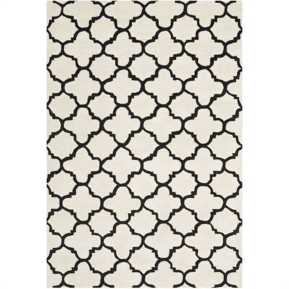 SAFAVIEH Chatham Jacob Geometric Wool Area Rug, Ivory/Black, 7' x 7' Round