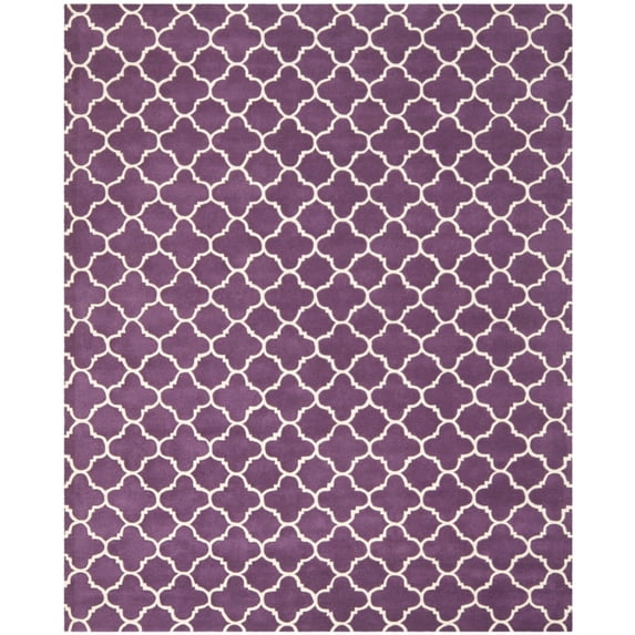 SAFAVIEH Chatham Jacob Geometric Wool Area Rug, Purple/Ivory, 7' x 7' Square