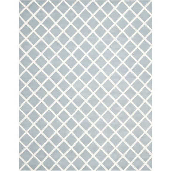 SAFAVIEH Chatham Jahn Geometric Diamonds Wool Area Rug, Blue/Ivory, 8'9" x 12'
