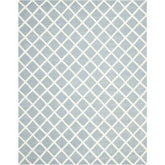 SAFAVIEH Chatham Jahn Geometric Diamonds Wool Area Rug, Blue/Ivory, 8'9" x 12'