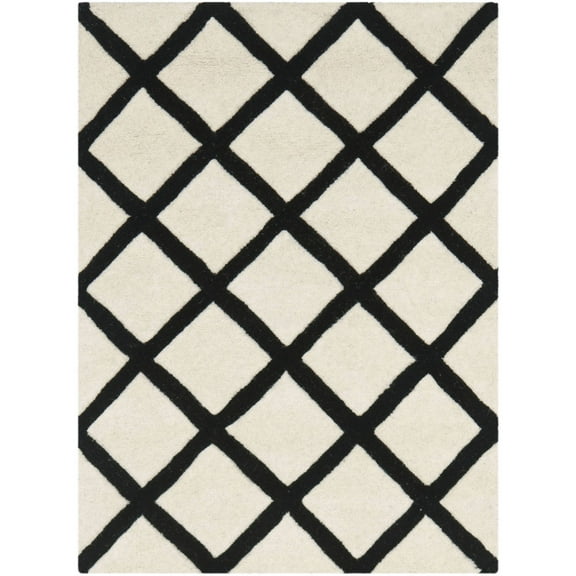 SAFAVIEH Chatham Jahn Geometric Diamonds Wool Area Rug, Ivory/Black, 2' x 3'