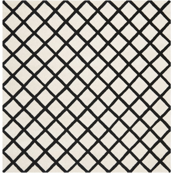 SAFAVIEH Chatham Jahn Geometric Diamonds Wool Area Rug, Ivory/Black, 7' x 7' Square
