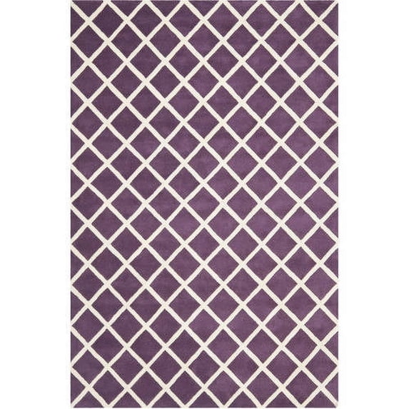 SAFAVIEH Chatham Jahn Geometric Diamonds Wool Area Rug, Purple/Ivory, 2' x 3'