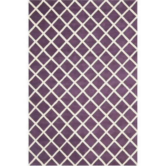 SAFAVIEH Chatham Jahn Geometric Diamonds Wool Area Rug, Purple/Ivory, 2' x 3'