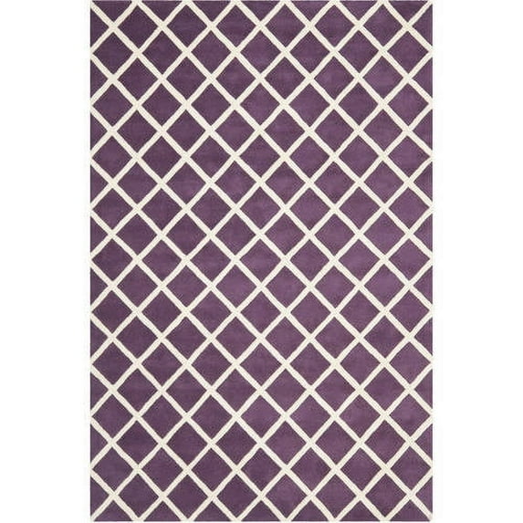 SAFAVIEH Chatham Jahn Geometric Diamonds Wool Area Rug, Purple/Ivory, 4' x 6'
