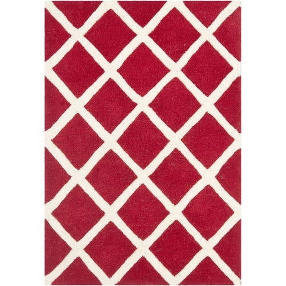 SAFAVIEH Chatham Jahn Geometric Diamonds Wool Area Rug, Red/Ivory, 2' x 3'