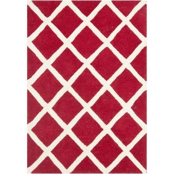 SAFAVIEH Chatham Jahn Geometric Diamonds Wool Area Rug, Red/Ivory, 2' x 3'