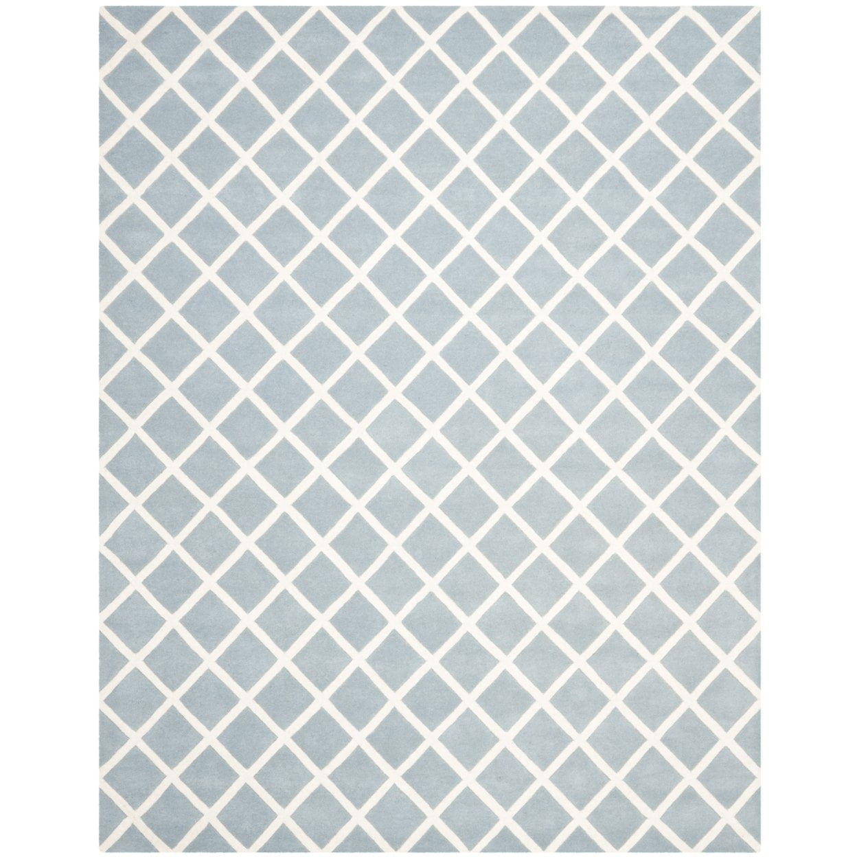 Blue Ivory Hand-Tufted Wool Geometric 3' x 5' Area Rug
